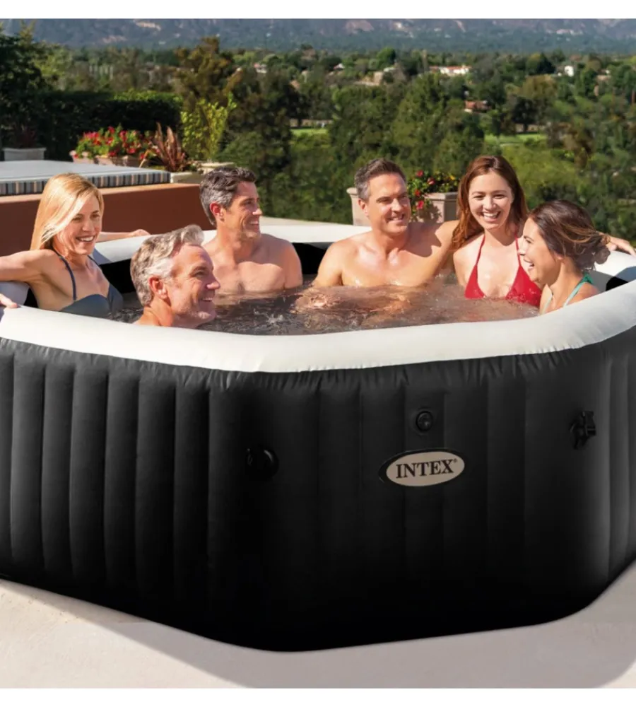 Hot Piscina idromassaggio gonfiabile "pure spa jet bubble deluxe" nero 6 persone 211x211x71 cm - cod. 28462 Piscine