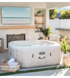 Piscine|Piscina idromassaggio gonfiabile intex "chevron deluxe" marrone effetto rigato 4 posti 175x175x71 cm - cod. 28446np