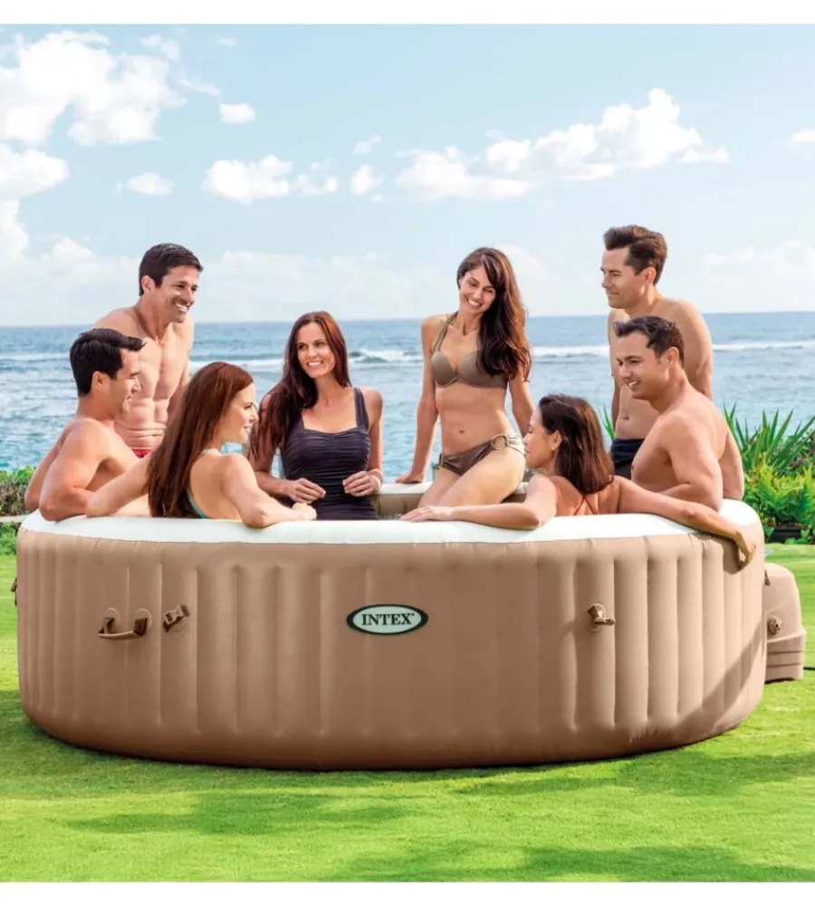 Sale Piscina idromassaggio gonfiabile "purespa bubble massage" marrone 8 persone 236x236x71 cm - cod. 28412np Piscine