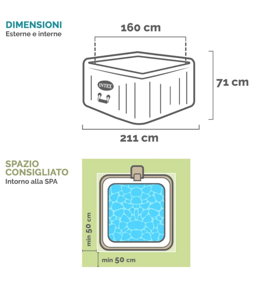 Intex Piscine|Piscina idromassaggio gonfiabile "calacatta jet and bubble deluxe" cm 175x71 4 posti - cod. 28464ex