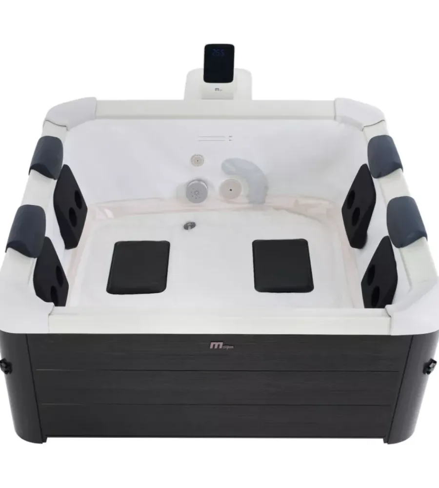 Piscine|Piscina idromassaggio spa riviera "oslo plus" in pvc grigio scuro effetto legno 180x180x65 cm