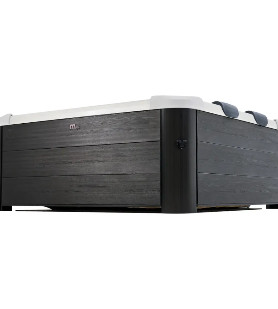 Piscine|Piscina idromassaggio spa riviera "oslo plus" in pvc grigio scuro effetto legno 180x180x65 cm