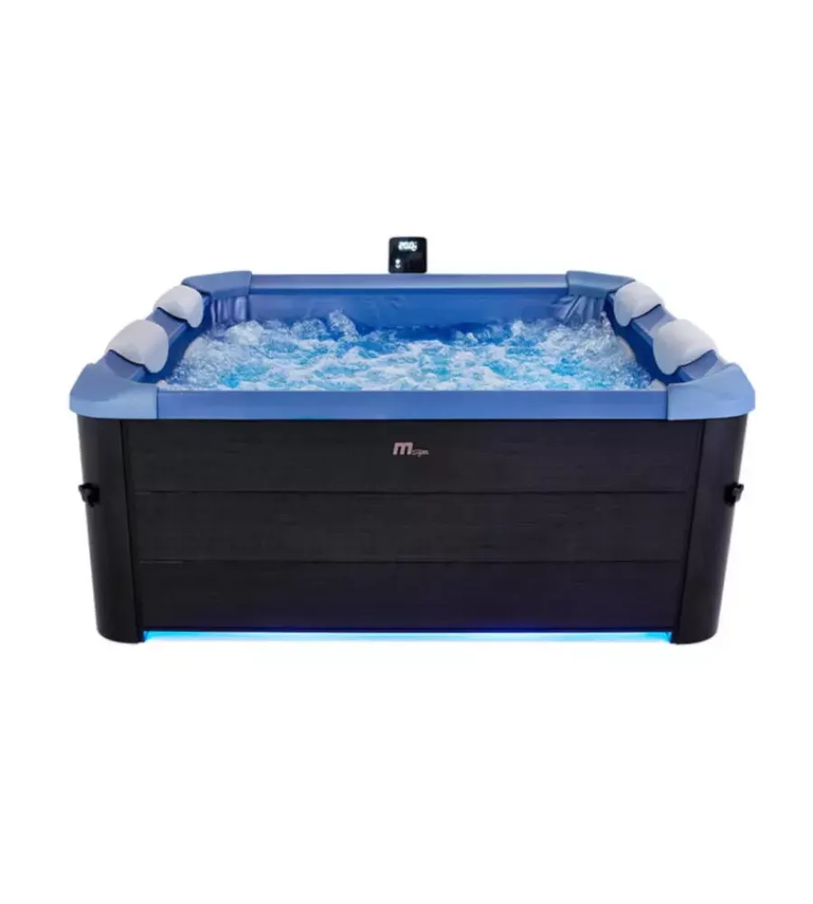 Piscine- Piscina idromassaggio spa riviera "oslo zaffiro" in pvc grigio scuro e blu effetto legno 160x160x65 cm