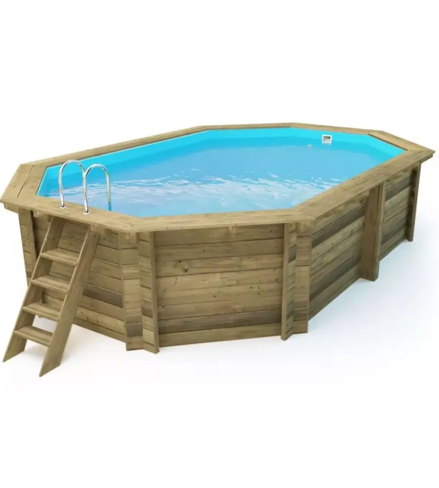 Piscine|Piscina ottagonale in legno di pino impregnato in autoclave, 486x336 cm