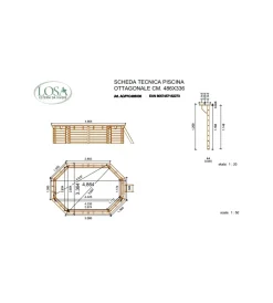 Piscine|Piscina ottagonale in legno di pino impregnato in autoclave, 486x336 cm