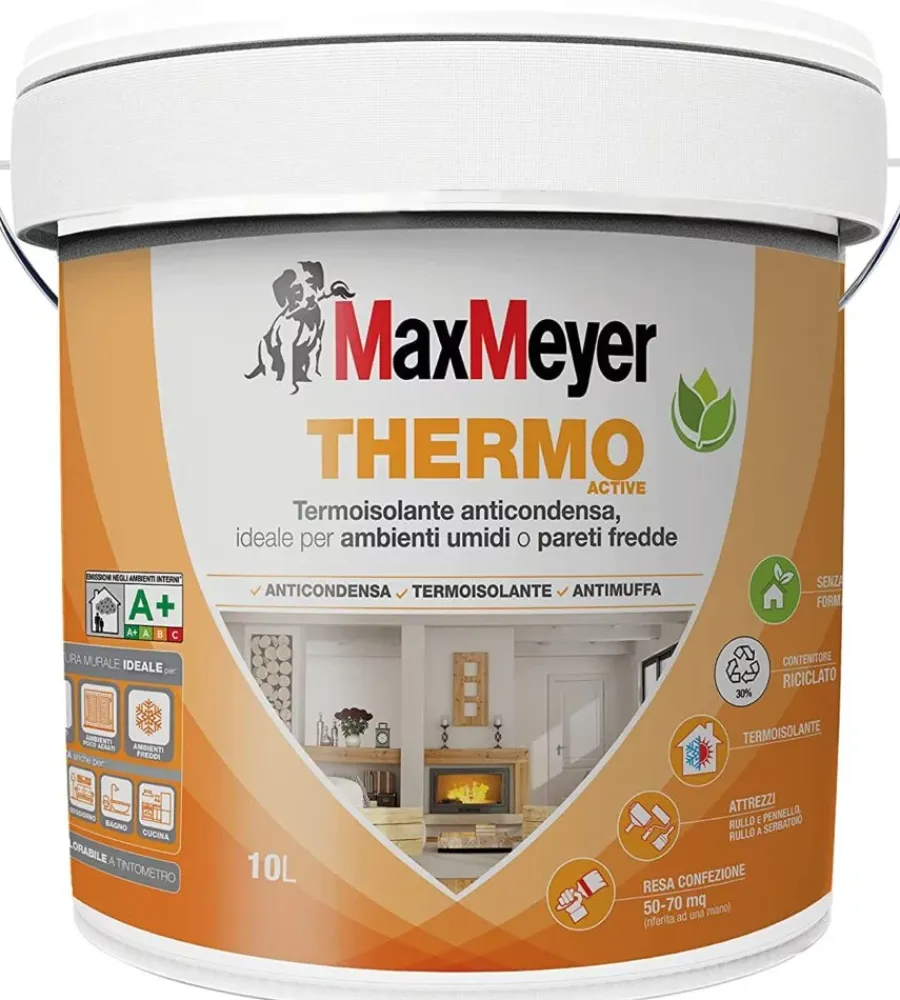 Pitture Murali-Max Meyer Pittura termoisolante "thermo active a+" bianco 10 lt