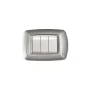 Serie Civili- Placca life 3 posti alluminio chiaro.
