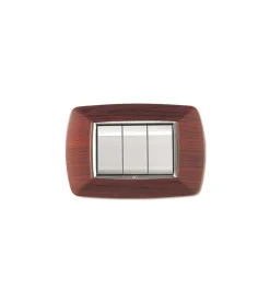 Serie Civili- Placca life 3 posti legno scuro.