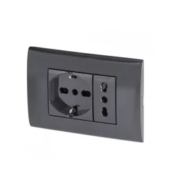 Serie Civili|Placca premontata poly pool antracite con frutto 10/16a