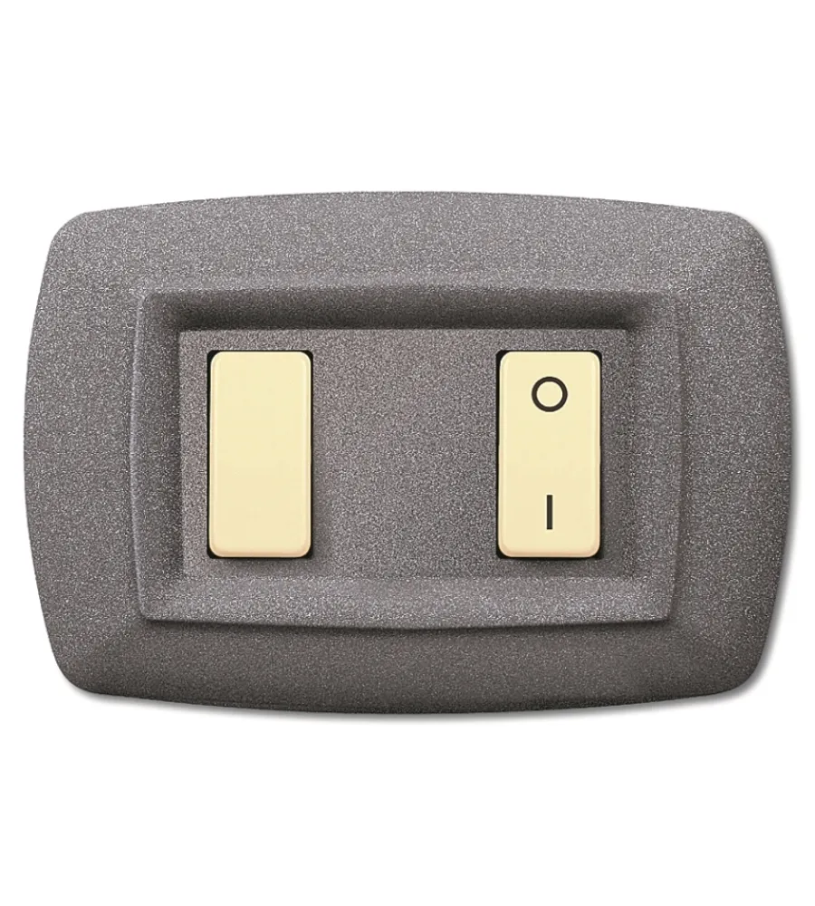 Serie Civili|Placca serie tondo' 2 posti grigio chiaro vulcano.