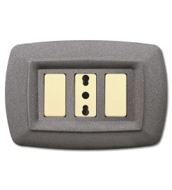 Serie Civili|Placca  serie tondo' 3 posti grigio chiaro vulcano.