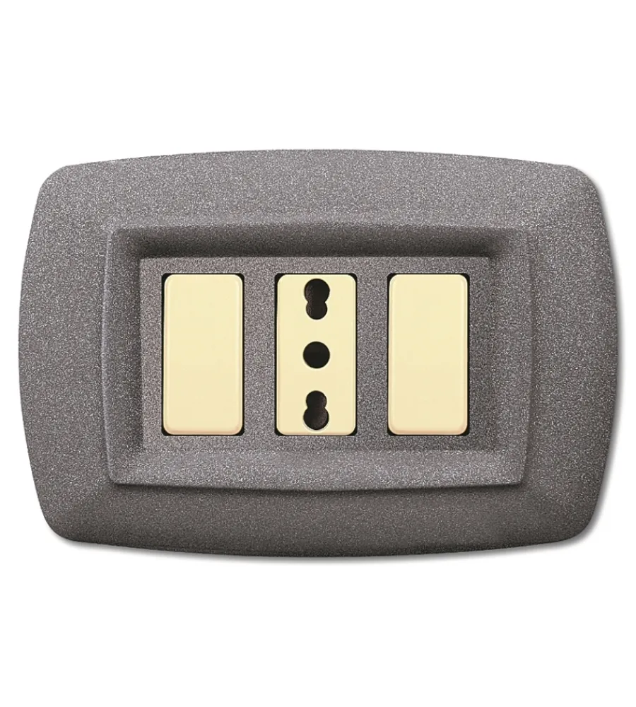Serie Civili|Placca serie tondo' 3 posti grigio chiaro vulcano.