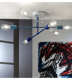 Illuminazione Per Interno-Onli Plafoniera 6 luci "stecche" blu e27
