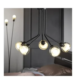 New Plafoniera a 5 luci "denver" nero, e14 Illuminazione Per Interno