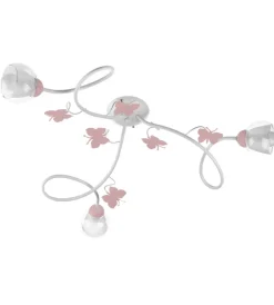 Onli Illuminazione Per Interno|Plafoniera "butterfly" 3 luci bianca e rosa, e14