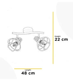 Sale Plafoniera da soffitto "ginger" 2 luci 2xe14 Illuminazione Per Interno
