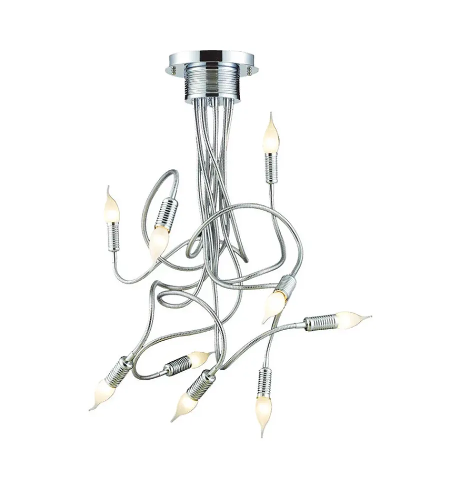 Onli Illuminazione Per Interno|Plafoniera flessibile "melodia" cromato 9 luci, e14