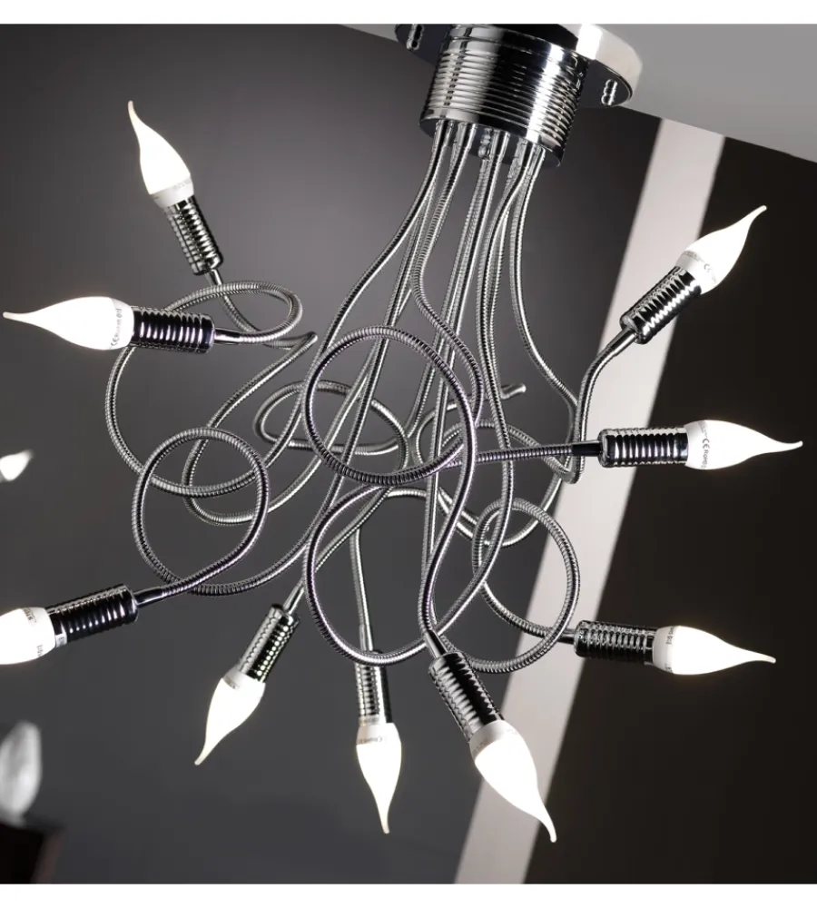 Onli Illuminazione Per Interno|Plafoniera flessibile "melodia" cromato 9 luci, e14