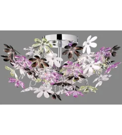 Illuminazione Per Interno- Plafoniera "flower" con fiori trasparenti e multicolor, ø 51 cm
