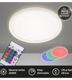 Illuminazione Per Interno|Plafoniera led con retroilluminazione con telecomando ø 29,3 cm, 1850 lm