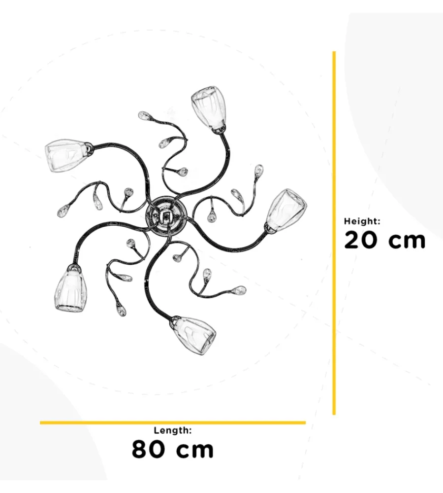 Outlet Plafoniera "sharon" 5 luci, e14 Illuminazione Per Interno