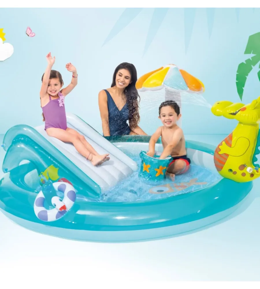 New Play center gonfiabile "alligatore" c/spruzzo cm 201x170x84 - cod. 57165np Piscine