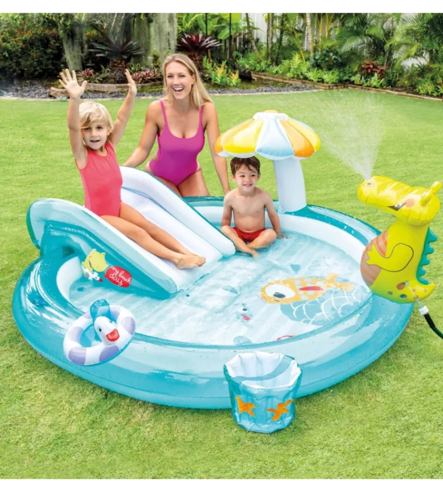New Play center gonfiabile "alligatore" c/spruzzo cm 201x170x84 - cod. 57165np Piscine