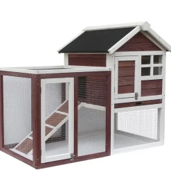 Habrita Recinzione X Animali|Pollaio per galline in legno "po 1206" rosso scuro e bianco 122x63x92 cm
