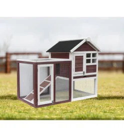 Habrita Recinzione X Animali|Pollaio per galline in legno "po 1206" rosso scuro e bianco 122x63x92 cm