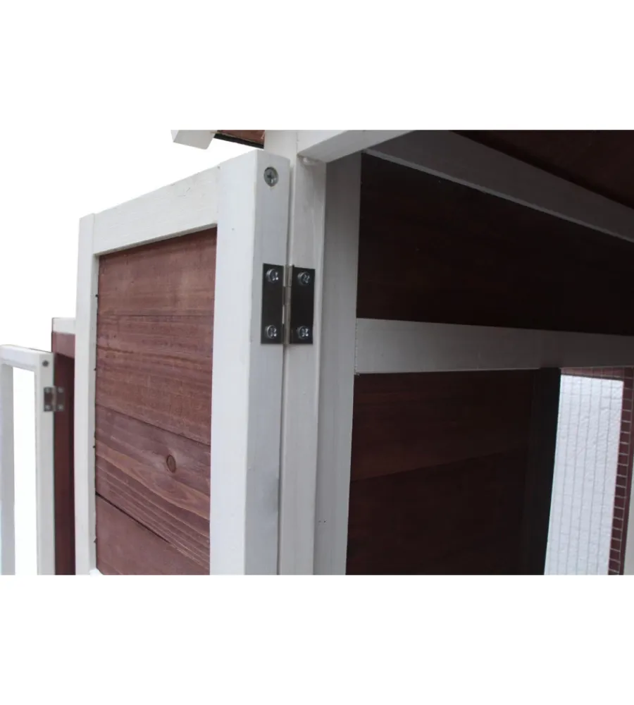 Habrita Recinzione X Animali|Pollaio per galline in legno "po 1206" rosso scuro e bianco 122x63x92 cm
