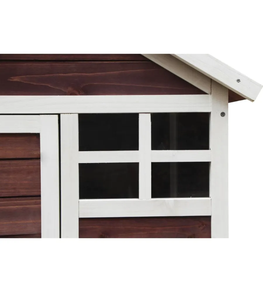 Habrita Recinzione X Animali|Pollaio per galline in legno "po 1206" rosso scuro e bianco 122x63x92 cm