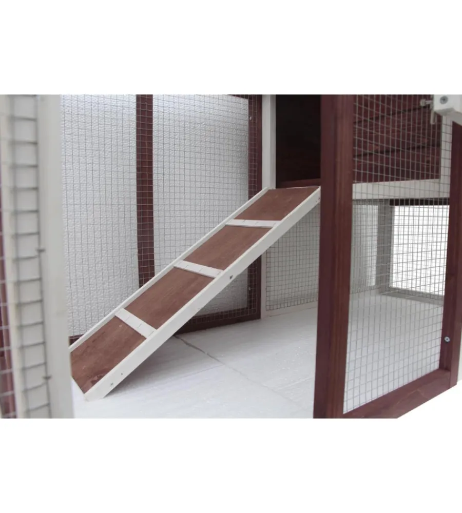 Habrita Recinzione X Animali|Pollaio per galline in legno "po 1206" rosso scuro e bianco 122x63x92 cm