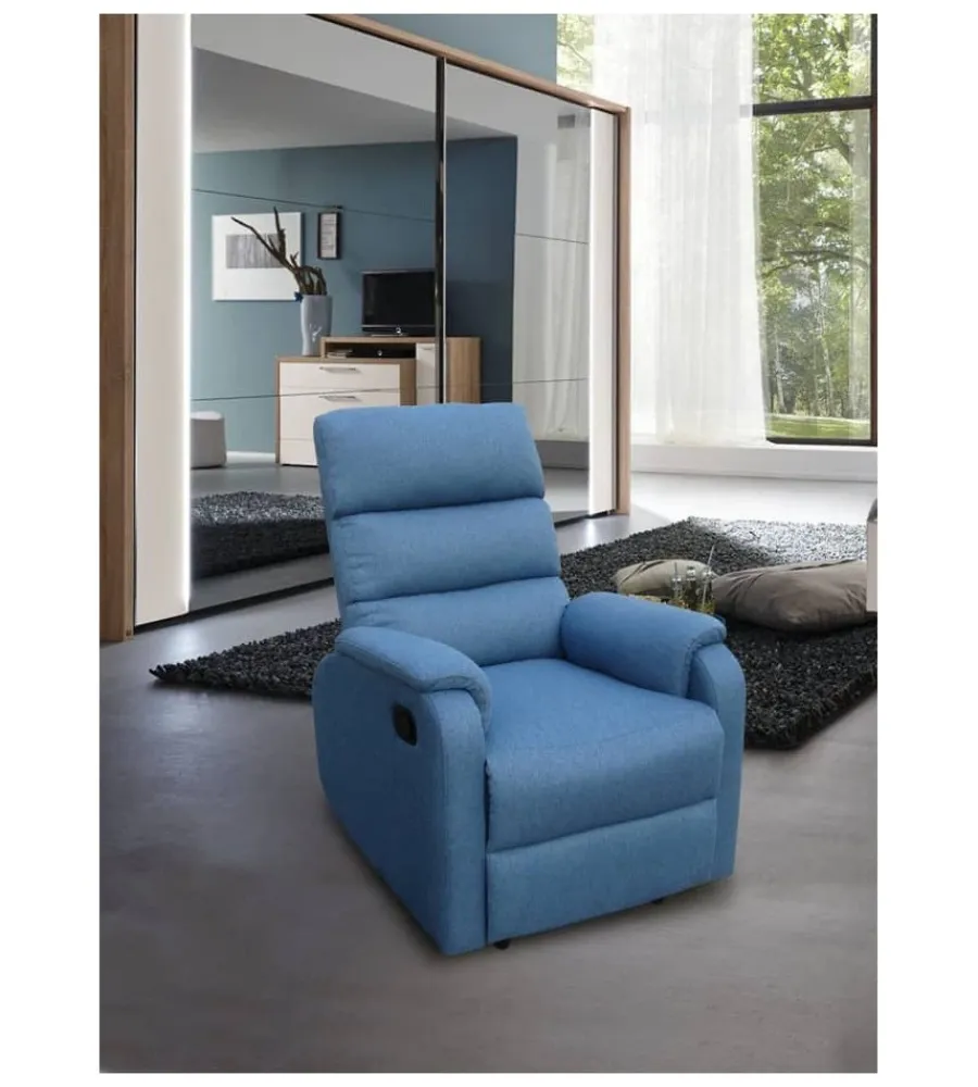 Clearance Poltrona "chiara" con recliner in tessuto ottanio 71x95x98 cm Poltrone E Pouf