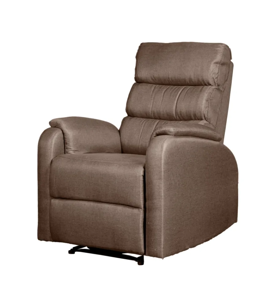 Poltrone E Pouf-BellaHome Poltrona "chiara" con recliner in tessuto tortora 71x95x98 cm