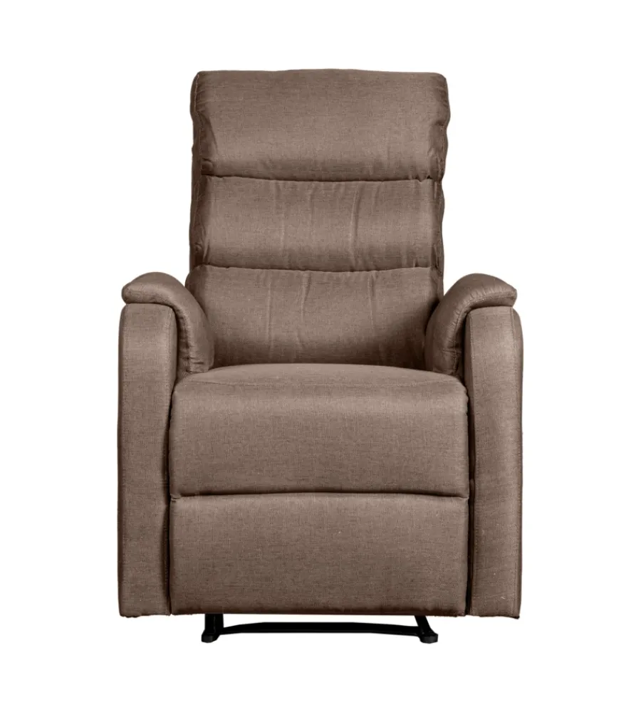 Poltrone E Pouf-BellaHome Poltrona "chiara" con recliner in tessuto tortora 71x95x98 cm