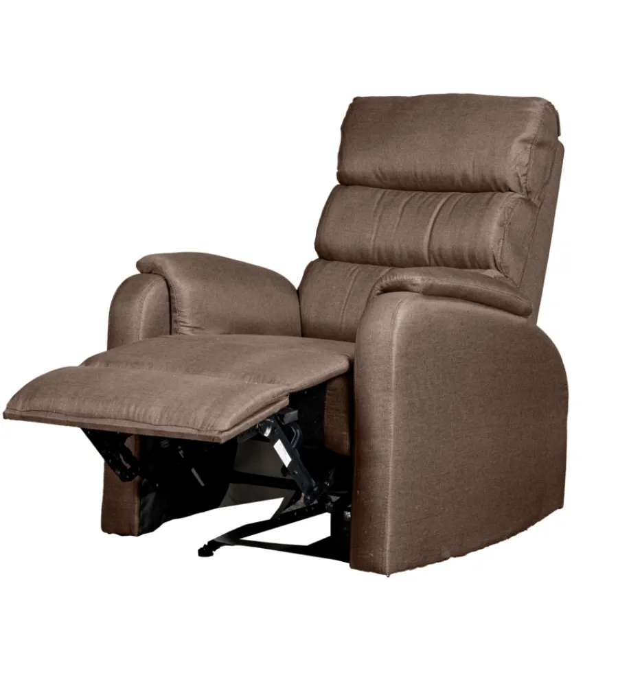 Poltrone E Pouf-BellaHome Poltrona "chiara" con recliner in tessuto tortora 71x95x98 cm