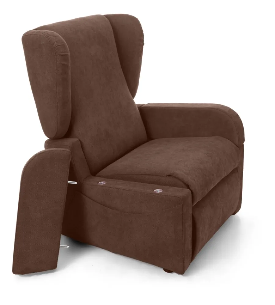 Poltrone E Pouf- Poltrona con recliner e anzata elettrica "dea", marrone, 74x92x102 cm