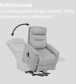 Poltrone E Pouf-BellaHome Poltrona con recliner e alzata elettrico "prato" grigio 82x90x108 cm