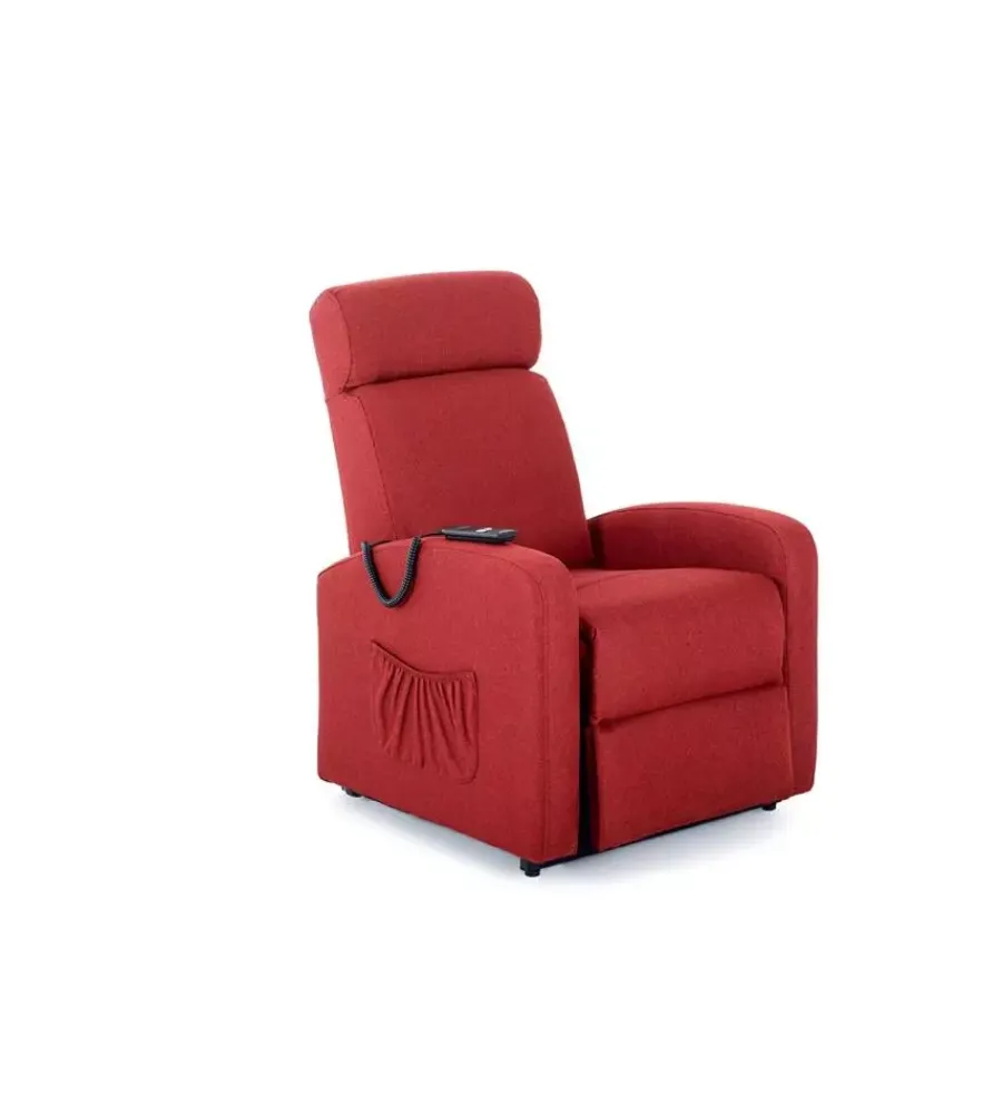 Poltrona con recliner e alzata elettrica "marta" rossa, 75x78x110 cm Poltrone E Pouf