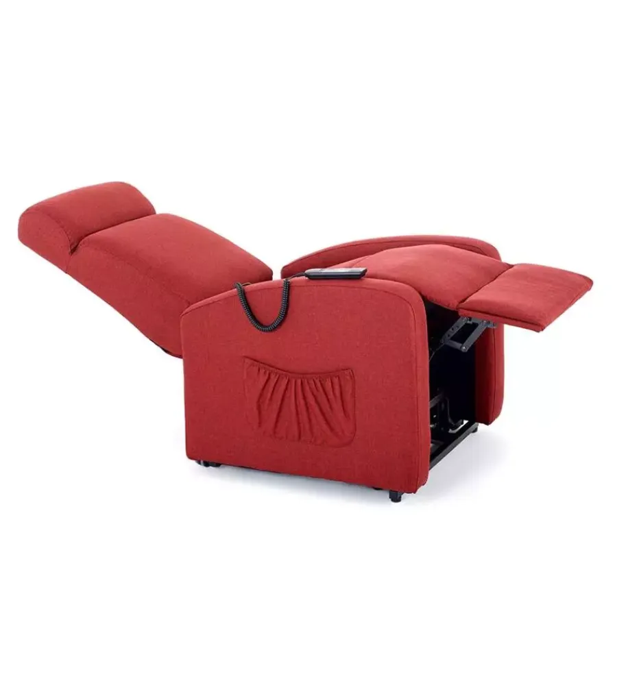 Poltrona con recliner e alzata elettrica "marta" rossa, 75x78x110 cm Poltrone E Pouf