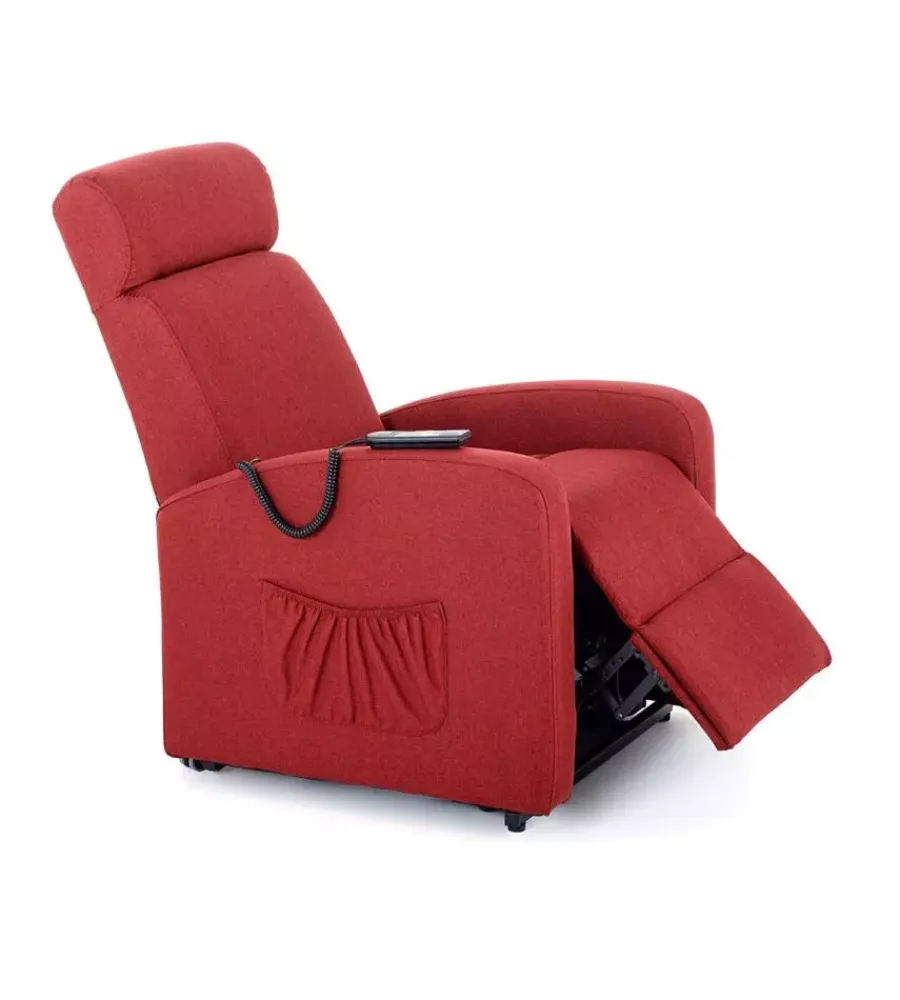 Poltrona con recliner e alzata elettrica "marta" rossa, 75x78x110 cm Poltrone E Pouf