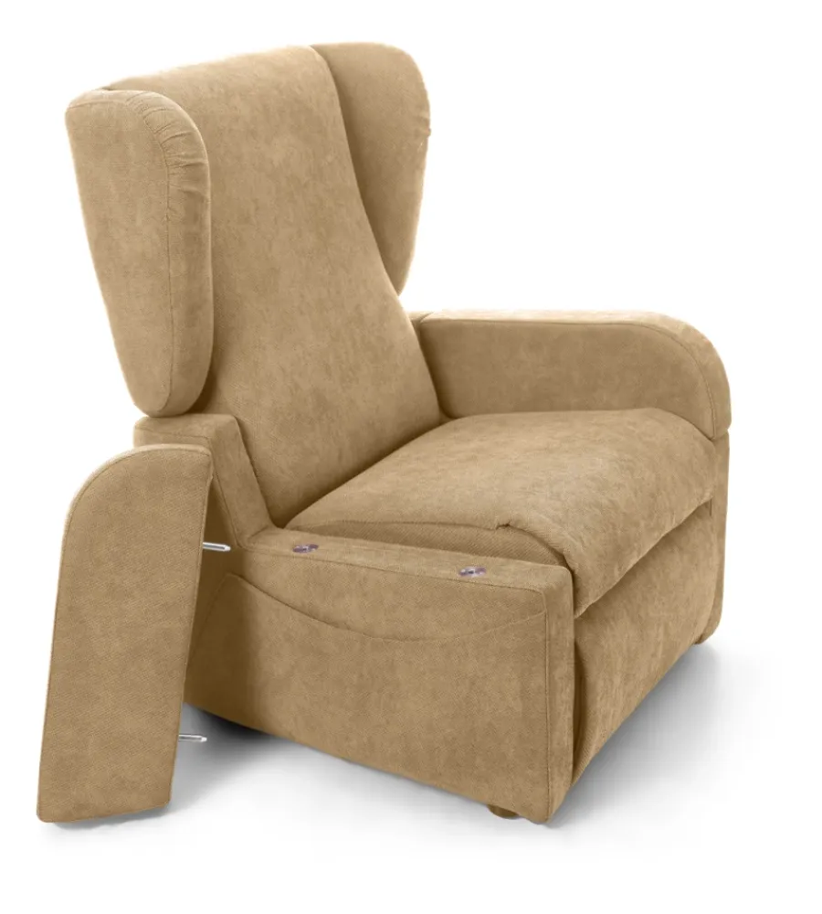 Poltrone E Pouf- Poltrona con recliner e alzata elettrica "dea", beige, 74x92x102 cm