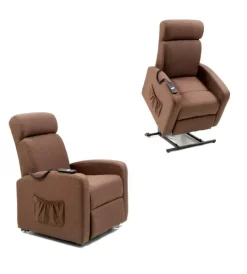 Hot Poltrona con recliner e alzata elettrica "marta" marrone, 75x78x110 cm Poltrone E Pouf