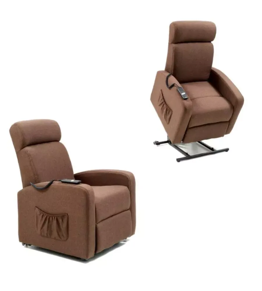 Hot Poltrona con recliner e alzata elettrica "marta" marrone, 75x78x110 cm Poltrone E Pouf