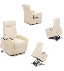 Best Poltrona con recliner e alzata elettrica "katia" crema, 75x78x110 cm Poltrone E Pouf