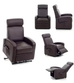 Poltrone E Pouf- Poltrona con recliner e alzata elettrica "katia" marrone, 75x78x110 cm