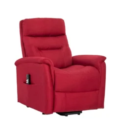BellaHome Poltrone E Pouf|Poltrona con recliner e alzata elettrico "prato" bordeaux 82x90x108 cm