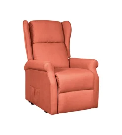 BellaHome Poltrone E Pouf|Poltrona con recliner elettrico "berg" tessuto mattone, 72,5x94x109 cm
