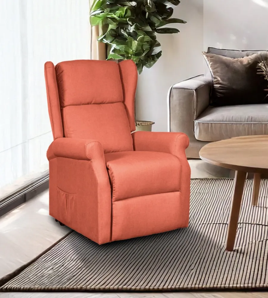 BellaHome Poltrone E Pouf|Poltrona con recliner elettrico "berg" tessuto mattone, 72,5x94x109 cm