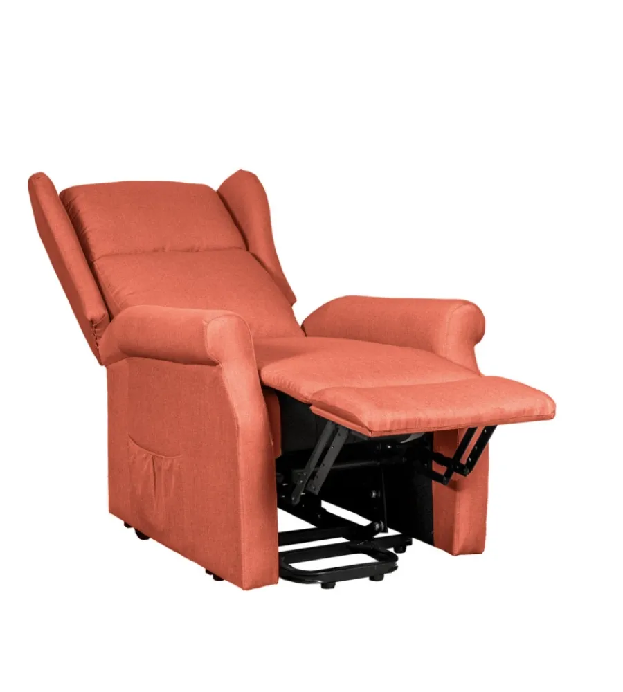 BellaHome Poltrone E Pouf|Poltrona con recliner elettrico "berg" tessuto mattone, 72,5x94x109 cm